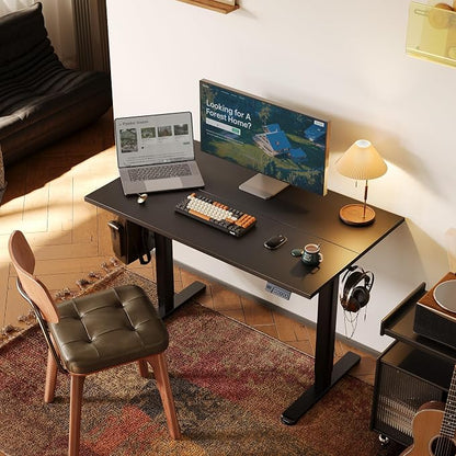 INNOVAR Electric Standing Desk, Adjustable Height Stand up Desks, 40 x 24 Inches Sit Stand up Desk for Home Office Computing, 3-Preset Memory Height Ergonomic Rising Desks, Black