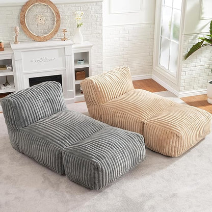 Hobestluk Giant Memory Foam Bean Bag Chairs Sofa for Adults (Khaki,Large) | Soft Fabric,Ergonomic Back Support,Lightweight,Easy Clean,No Assembly,Wear-resisting,For Livingroom Guest room,Well-looking