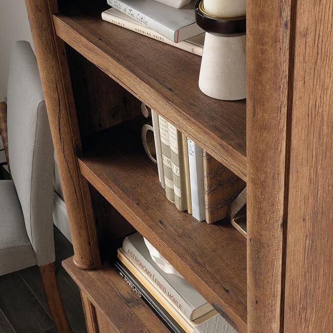 Sauder Palladia Bookcase with Doors, Multiroom Storage, Library Bookcase, Vintage Oak Finish