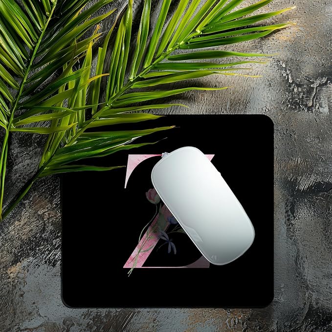 Mouse Pad Pinks Flowers Initial Letters Mousepad Desktop Laptop Computer Accessories Home Office Gaming Work Desk Computer Non-Slip Rubber Monogram Floral Alphabet A-Z mousepad (Z)