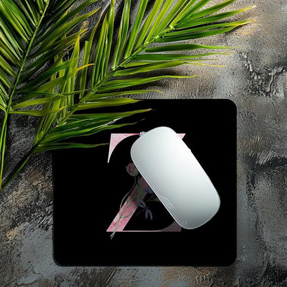 Mouse Pad Pinks Flowers Initial Letters Mousepad Desktop Laptop Computer Accessories Home Office Gaming Work Desk Computer Non-Slip Rubber Monogram Floral Alphabet A-Z mousepad (Z)