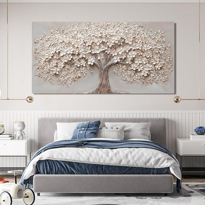 Canvas Wall Art Decor Prints Botanical Large Wall Art Pictures for Living Room Canvas Art Wall Decor Oversized Tree of Life Wall Art Decor Modern White Wall Art Prints Artwork for Walls Bedroom Office Decor 39" X 78"