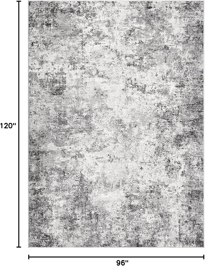 UERMEI 8x10 Area Rug Living Room Rugs - Washable Neutral Modern Abstract Soft Thin Rug Indoor Floor No Slip Rug Carpet for Bedroom Under Dining Table Home Office Decor - Grey