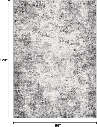 UERMEI 8x10 Area Rug Living Room Rugs - Washable Neutral Modern Abstract Soft Thin Rug Indoor Floor No Slip Rug Carpet for Bedroom Under Dining Table Home Office Decor - Grey