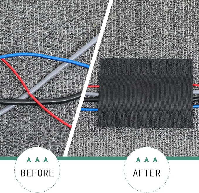 WILLBOND Carpet Cord Cover Cable Protector Floor Cover Cable Protector Management Only for Commercial Office Carpet(98.43 ft,Black)