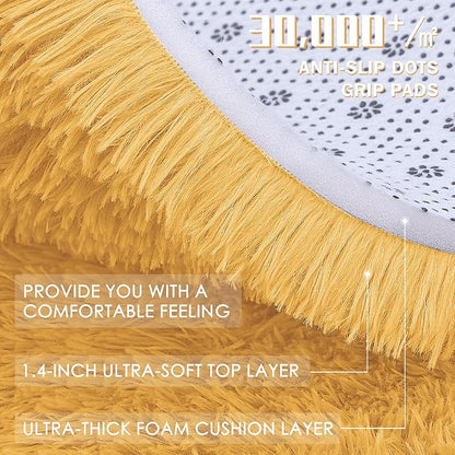 OLANLY 9x12 Machine Washable Large Area Rugs for Living Room, Bedroom, Soft Fluffy Shaggy Bedside Rug, Indoor Floor Carpet for Kids Girls and Boys, Dorms, Nursery, Home Decor Aesthetic, Mustard Yellow