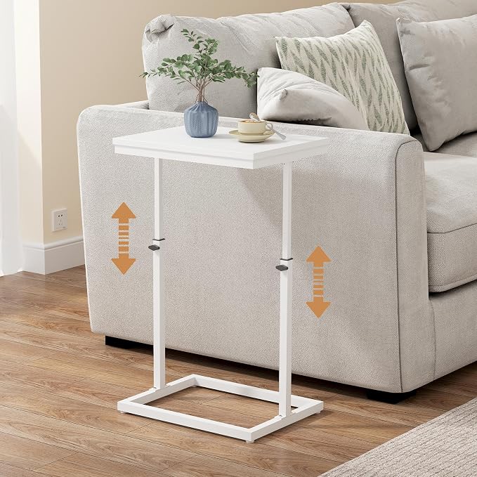 TUTOTAK End Table, Side Table, Tall Couch Table, Sofa Table, Living Room, Bedroom，White TB01BW083P