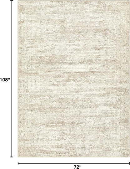UERMEI 6x9 Area Rug Living Room Rugs - Washable Neutral Modern Abstract Soft Thin Rug Indoor Floor No Slip Rug Carpet for Bedroom Under Dining Table Home Office Decor - Beige/Brown