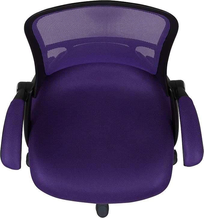 Flash Furniture Porter High-Back Swivel Office Chair with Adjustable Lumbar Support and Seat Height, Ergonomic Mesh Desk Chair with Flip-Up Armrests, Purple/Black