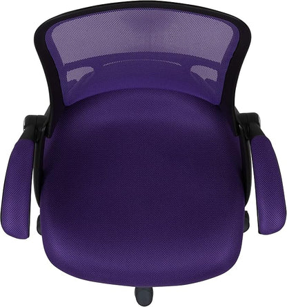 Flash Furniture Porter High-Back Swivel Office Chair with Adjustable Lumbar Support and Seat Height, Ergonomic Mesh Desk Chair with Flip-Up Armrests, Purple/Black