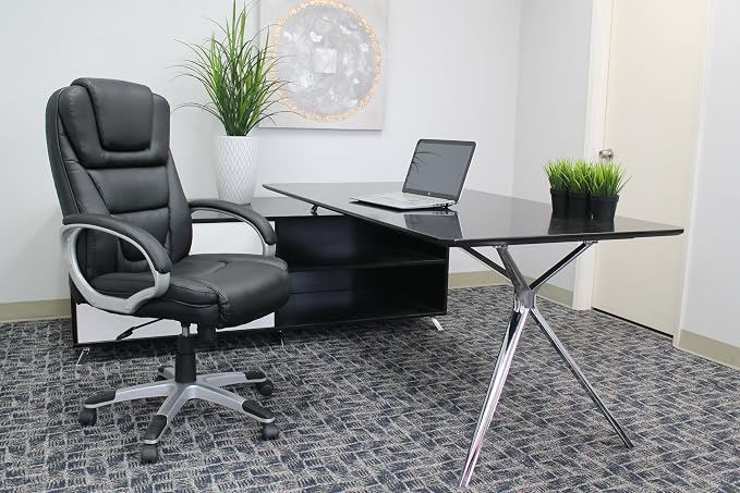 Boss Black No Tools Required Executive Leather Chair