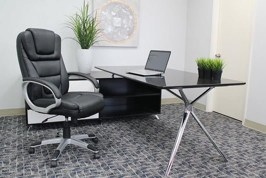 Boss Black No Tools Required Executive Leather Chair