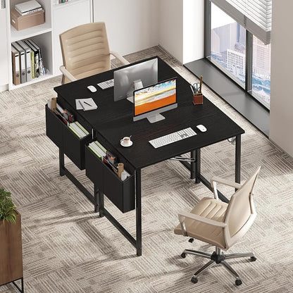 OLIXIS Small Computer Desk, 31 Inch Home Office Desks, Writing Study Craft Work Gaming Table, Computer Workstation for Small Spaces with Storage Bag and Headphone Hook for Bedroom, Black