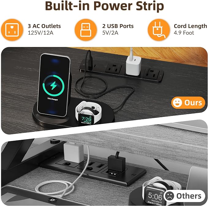 YOSHOOT 67" U Shaped Computer Desk, Reversible L Shaped Gaming Desk | Corner Desk with Power Outlets, 4 Drawers, 2 Storage Shelf, Computer Table with 4 Installation Methods, Black