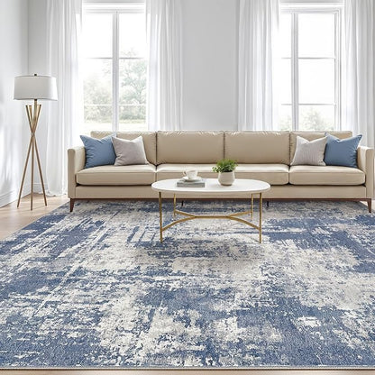 6x8 Area Rug Living Room: Washable Large Abstract Modern Soft Rug Stain Resistant Indoor Floor Non Slip Accent Carpet for Bedroom Nursery Playroom Dining Room Office Dorm Home House- Navy Grey