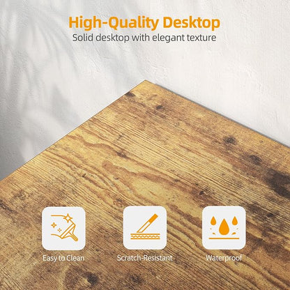 TIQLAB L Shaped Computer Desk with Power Outlets, 47 Inch Small Corner Desk with Reversible Shelves, Gaming Desk Computer Table Study Writing Desk for Home Office Small Space, Rustic Brown