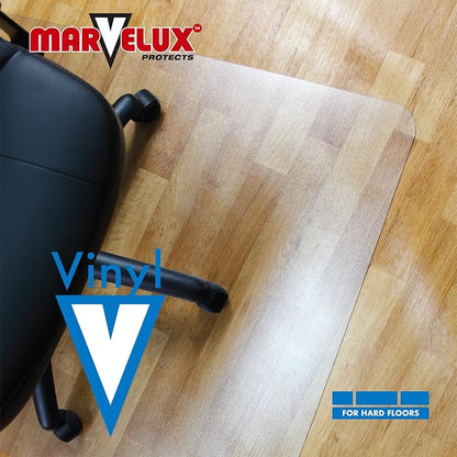 Marvelux Office Chair Mat for Hardwood Floors 36" x 48" Clear PVC Hard Floor Protector Mat for Under Desks, Rectangular Vinyl Floor Mat for Computer Desks and Gaming Chairs, Shipped Flat