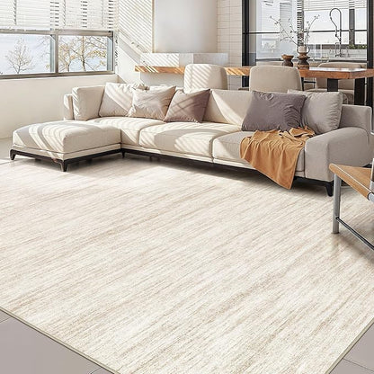 Nakagishi 10x14 Area Rugs Living Room: Washable Large Vintage Rug Neutral Non-Slip Soft Stain Resistant Indoor Carpet for Bedroom Nursery Dining Room Office Playroom - Beige-01