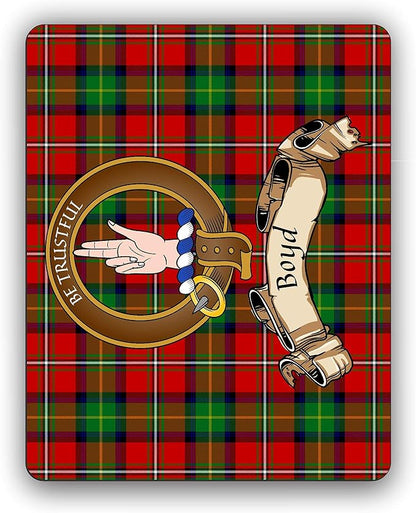 Scottish Clan Boyd Tartan Crest Computer Mouse Pad