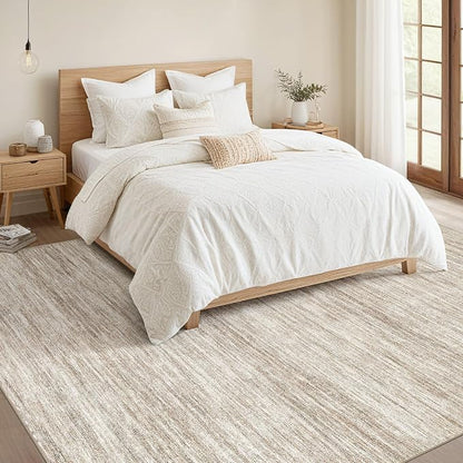 Nakagishi 6X9 Area Rugs Living Room: Washable Large Vintage Rug Neutral Non-Slip Soft Stain Resistant Indoor Carpet for Bedroom Nursery Dining Room Office Playroom - Brown-01
