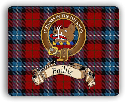 Scottish Clan Baillie Red Tartan Crest Computer Mouse Pad