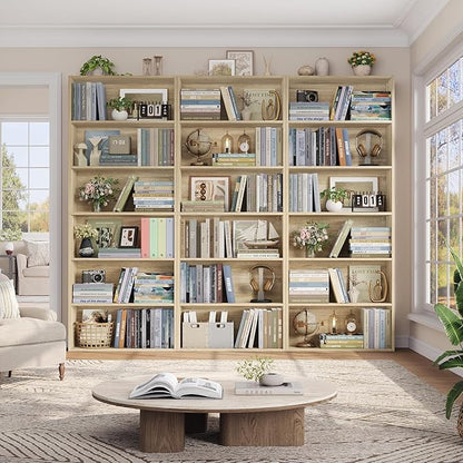 FOTOSOK 6-Tier Open Bookcase and Bookshelf, Freestanding Display Storage Shelves Tall Bookcase for Bedroom, Living Room and Office, Light Oak