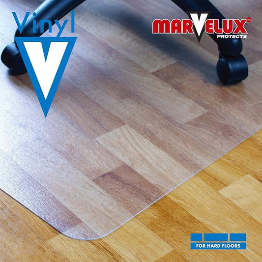 Marvelux Office Chair Mat for Hardwood Floors 36" x 48" Clear PVC Hard Floor Protector Mat for Under Desks, Rectangular Vinyl Floor Mat for Computer Desks and Gaming Chairs, Shipped Flat
