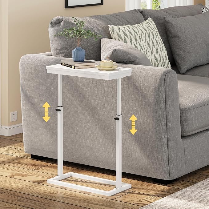 TUTOTAK End Table, Side Table, Tall Couch Table, Sofa Table, Living Room, Bedroom, White TB01BW0832