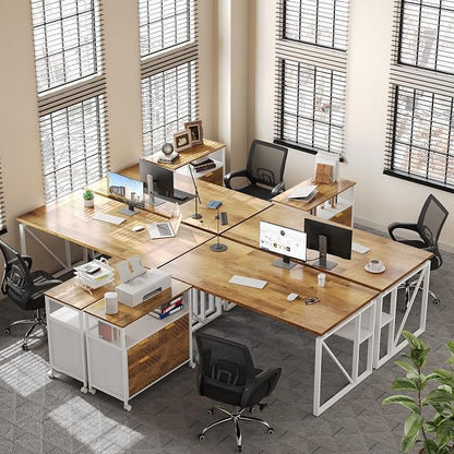 LITTLE TREE 63-Inch Office Desk with 31.5-Inch Lateral File Cabinet, Study Writing Desk Computer Desk for Home Office