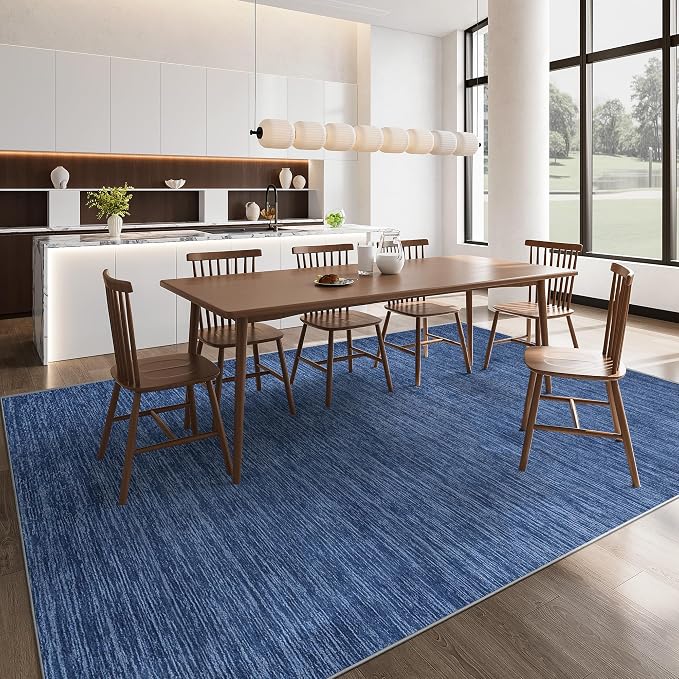 Valenrug Washable Rugs 9x12 - Non Slip 9x12 Area Rugs for Living Room, Stain Resistant Area Rugs for Bedroom, Foldable Machine Washable Area Rug(9'x12', Navy)