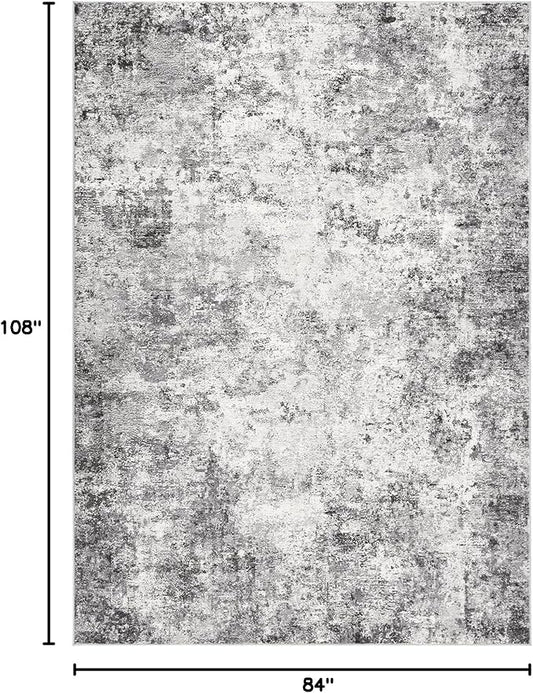 UERMEI 7x9 Area Rug Living Room Rugs - Washable Neutral Modern Abstract Soft Thin Large Rug Indoor Floor No Slip Rug Carpet for Bedroom Under Dining Table Home Office Decor - Grey