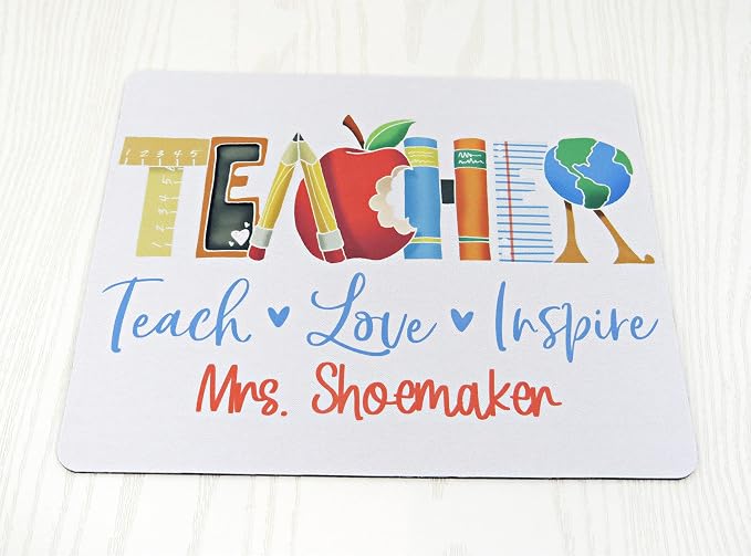 Personalized Mouse Pad Teacher Gift - Mousepad Appreciation Thank You Present - Custom End of School Year