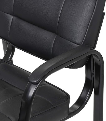SUPER DEAL Office Guest Chair Bonded Leather Executive Side Chair Reception Chair W/Solid Metal Frame Home Office Furniture Set of 3