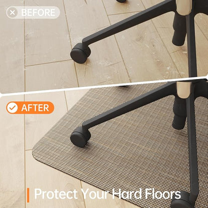 Office Chair Mat, 36" x 48" Computer Chair Mat for Hardwood Floor, Non-Curve Anti Slip Hard Floor Protector for Rolling Chair, PVC Mat Desk Rug for Home Office