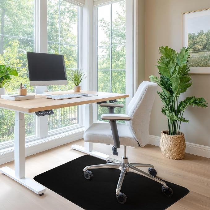 Chair Mat for Carpet | Multi-Surface, Anti-Curl Floor Protector for Office Desk Chair or Rolling Gaming Chair Mat | 48" x 36" Black — 3X Thicker Than Standard Floor Mats at 0.25"
