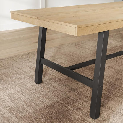 GarveeHome Industrial Dining Table for 2-4, 55" Heavy Duty Rectangular Kitchen Table with 2"×2" Metal Legs, Small Space Dining Table for Kitchen, Dining Room (Natural, 55" Non-extendable)