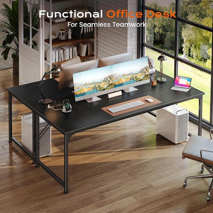 PRAISUN 63 X 30 Inch Computer Desk with Power Outlets & USB-C Port,Larger and Longer Office Desk with Deeper Desktop, Study, Bedroom, Writing Work from Home Table, Metal Frame, Black