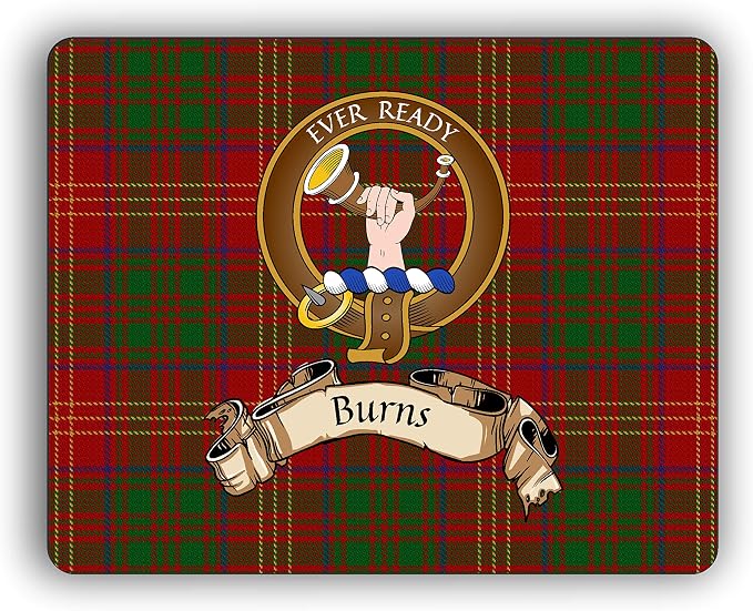 Burns Scottish Clan Tartan Crest Computer Mouse Pad