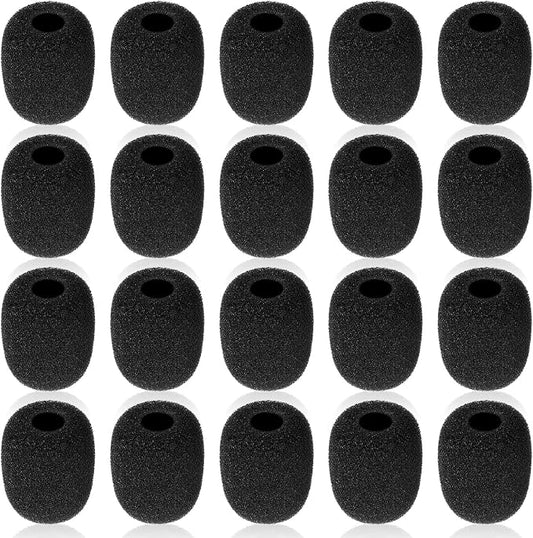 20 Pcs Microphone Covers Foam, Headset Mic Foam Cover High Density Noise Reduction Mic Cover High Density Lapel Headsets Microphones Windscreen