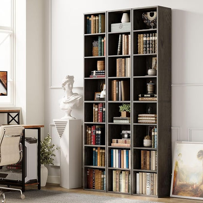 IRONCK Tall Narrow Bookshelf 8 Tiers, Compact Corner Bookcase, Floor Standing Display Storage Shelves 71 in Tall, Easy to Match for Living Room, Office, Study, Bedroom