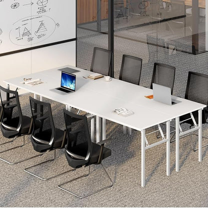 Need Home Office Desk Large Computer Desk 60 inch Sturdy Table Foldable Desk Gaming Computer Table No Assembly Required, White&White Frame AC5DW(152.4 * 60)