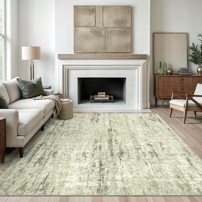 Valenrug Washable Rug 3x5 - Stain Resistant 3x5 Area Rugs for Living Room, Non Slip Backing Printed Rugs for Bedroom, Folable Area Rug(3'x5', Green)