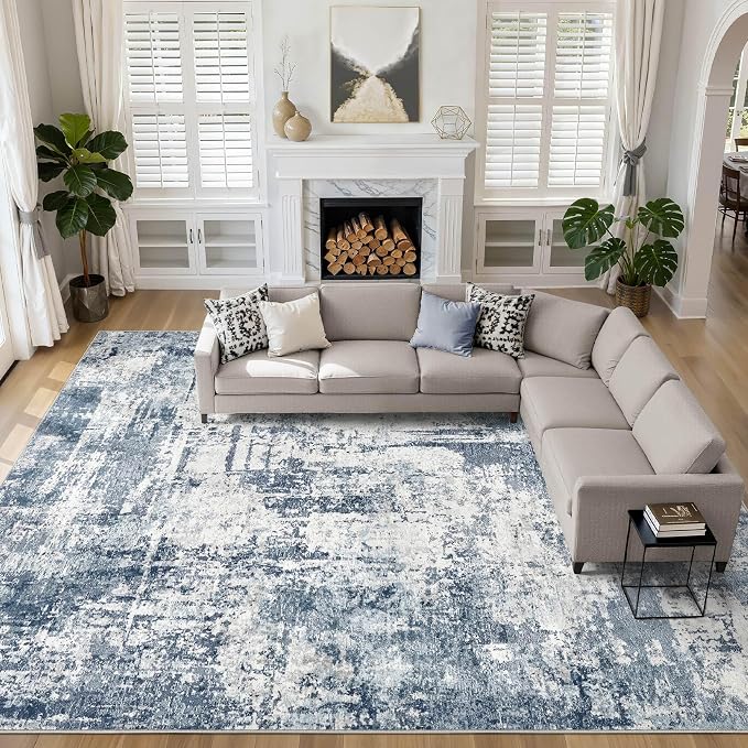 10X14 Area Rugs Living Room: Washable Large Abstract Soft Rug Stain Resistant Indoor Non-Slip Carpet for Men Modern Home Enthusiasts Aged 25-45 - High Traffic Areas - Bedroom Office Playroom