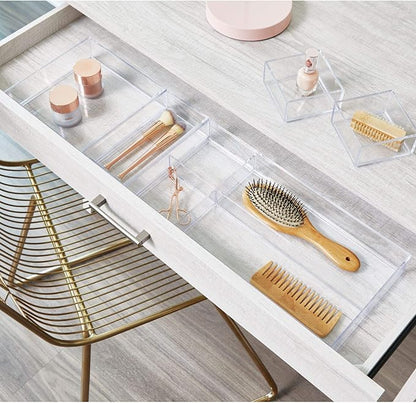 iDesign Clarity Kitchen Drawer Organizer, 8" x 8" x 2", Clear | For Silverware, For Spatulas, For Gadgets, Medium