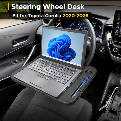 EcoNour Steering Wheel Desk Tray Compatible for Toyota Corolla 2020-2026 | Car Laptop Mount Tray with Pen Holder | Food & Drink Holder | Multipurpose Travel Car Accessories
