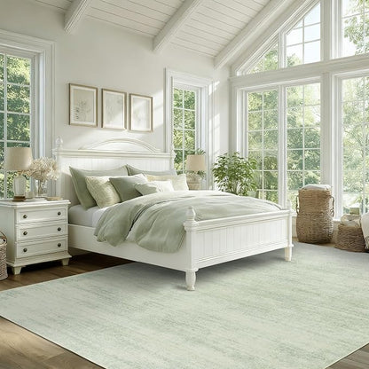 BILEEHOME Sage Green Rug for Bedroom,Boho Abstract Washable Cottage Core 8x10 Area Rugs for Living Room