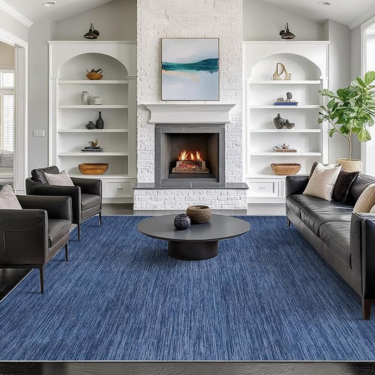 Valenrug Washable Rugs 9x12 - Non Slip 9x12 Area Rugs for Living Room, Stain Resistant Area Rugs for Bedroom, Foldable Machine Washable Area Rug(9'x12', Navy)