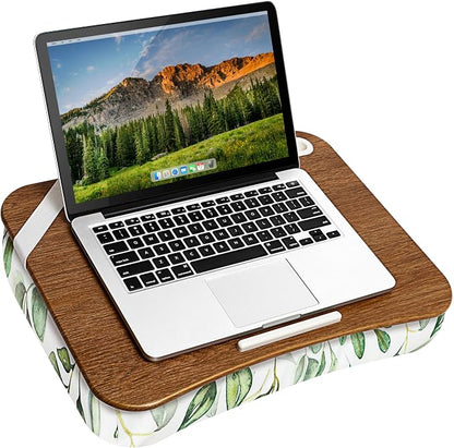 LAPGEAR Designer Lap Desk with Phone Holder and Device Ledge - Watercolor Leaves - Fits up to 15.6 Inch Laptops - Style No. 45412