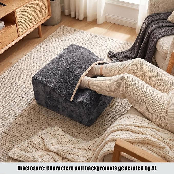 Keep Warm Foot Stool Foot Rest for Under Desk At Work | Office Footrest with Warm Feet Pocket,Ergonomic Under Deskfoot stool Stool for Office Chair & Back &Pain Relief, Dark gray+