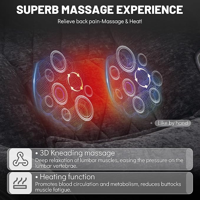 Office Chair with Foot Rest,3D Kneading Massage & Heat Executive Office Chairs for Heavy People,500LBS Big and Tall Office Chair,Ergonomic Desk Chair,Home Office,Dual-Use Pillow,BlackCloth